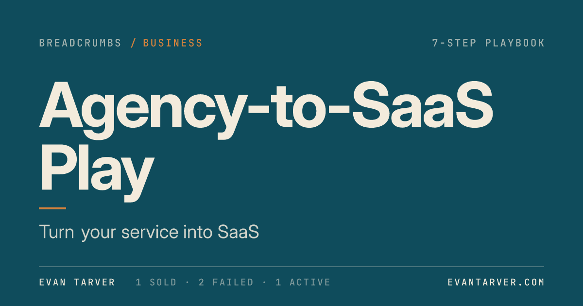The Agency-to-SaaS Play by Evan Tarver: turn your service business into a software product