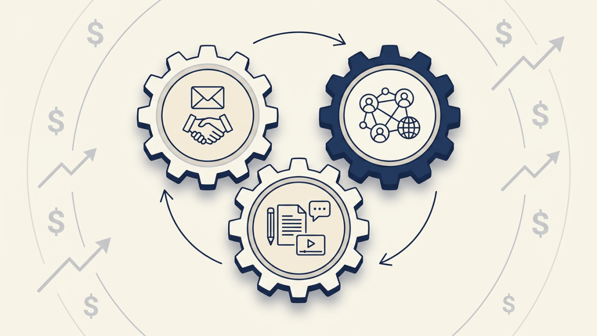 Three growth marketing pillars: content, outreach, and community