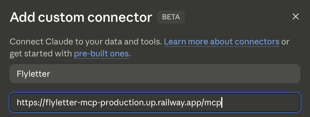 Add your custom connector to Claude